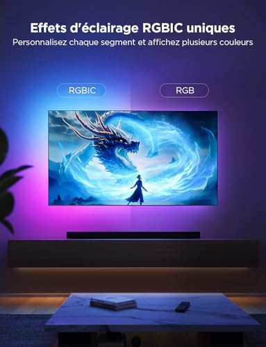 Govee TV LED Backlight |4M RGBIC, 40-50 Pouces, Commande Bluetooth et Wi-Fi, Sync Musique avec Alexa et Google Assistant