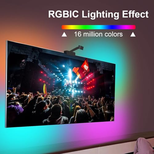 LED Retro Éclairage TV Caméra WiFi 55-65 Pouces Couleur RGBIC Luminoirs TV Connectés TV Lumières LED Smart TV Couleur Sy