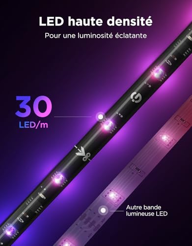 Govee Rétroéclairage TV LED 4,4m RGBWIC pour 32-70" - 210+ Modes Scène, Synchronisation Musique + Alexa, Installation Fa