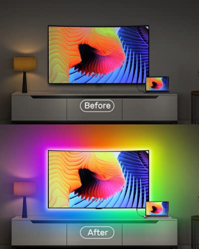 Daymeet LED Bande rétroéclairage pour TV 55-85 Pouces, RGBIC Changement de Couleur, Synchronisation Musique Contrôlable 