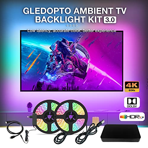 GLEDOPTO Rétroéclairage RGB LED TV avec Boîtier HDMI Sync, 50 Inches 4K 60Hz, Plug and Play Sans Application