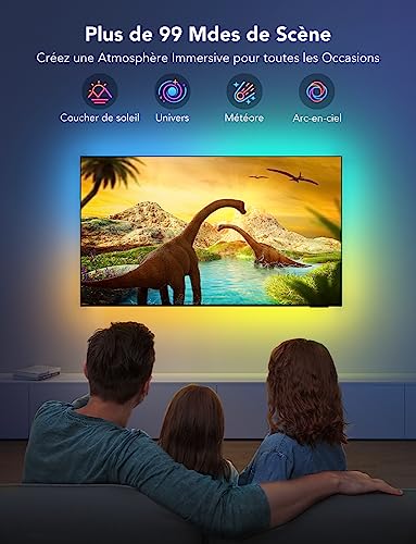 Govee LED TV Rétroéclairage RGBIC Bluetooth Wi-Fi Alexa 70-80 Pouces Musique Adaptateur Couleurs
